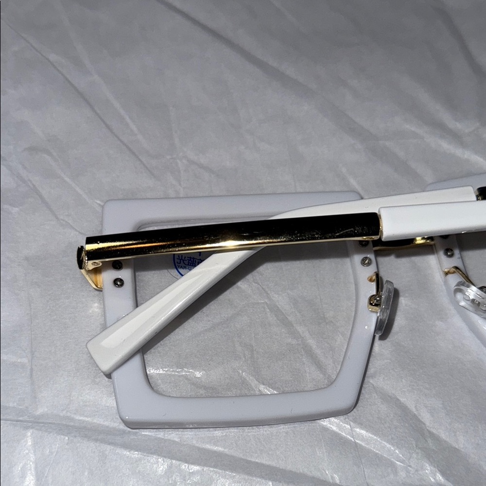 NWOT-White Square Frame Glasses - Picture 11 of 11